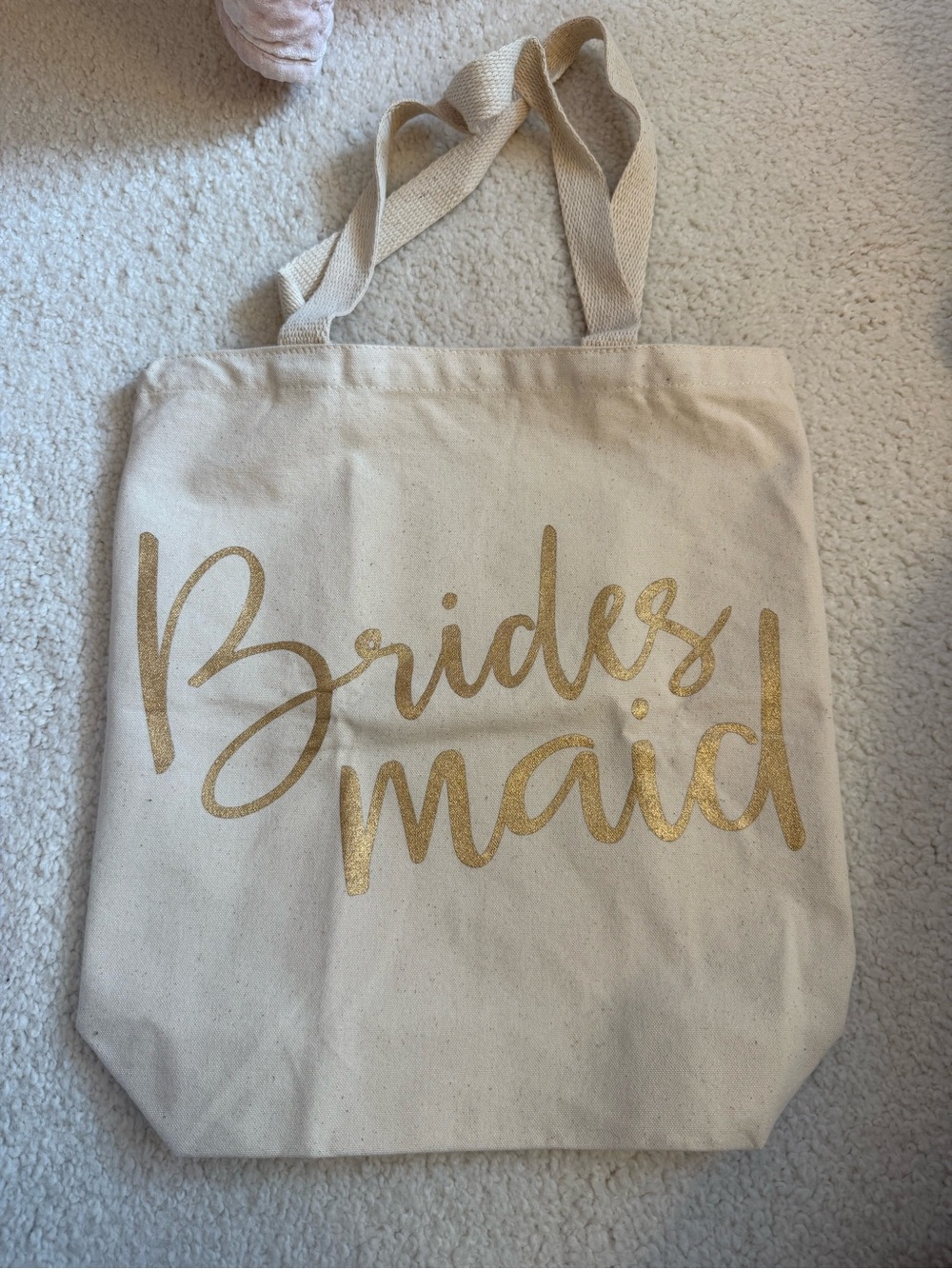 Mud Pie Canvas Tote in Cream with Gold Lettering